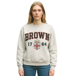 Champion Women's Grey Brown University 1764 Long Sleeve Sweatshirt Top Size S